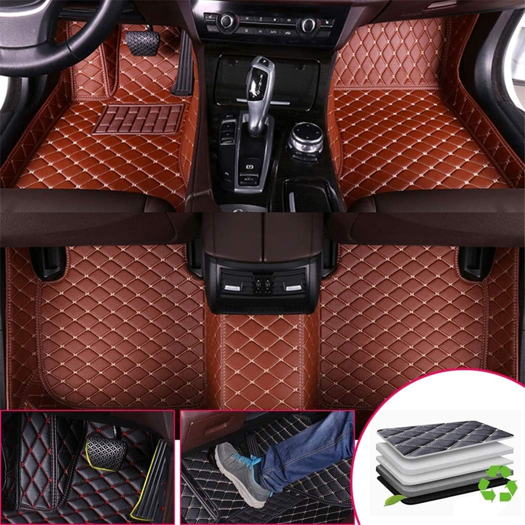Brown Leather Car Floor Mats D8014