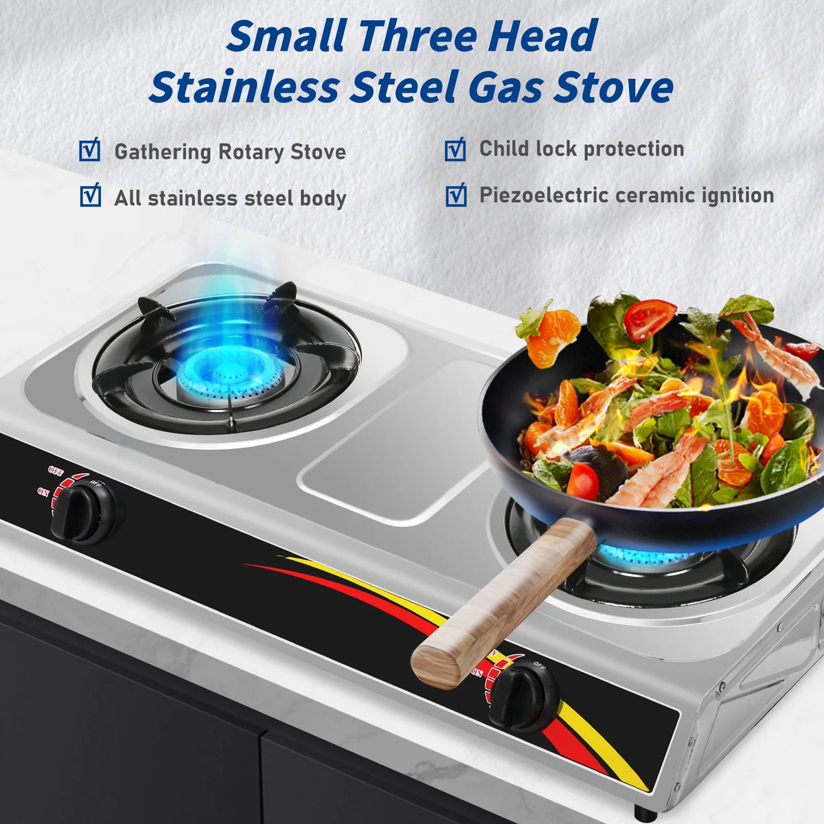 Portable Propane Double Burner Camping Stove Z77005