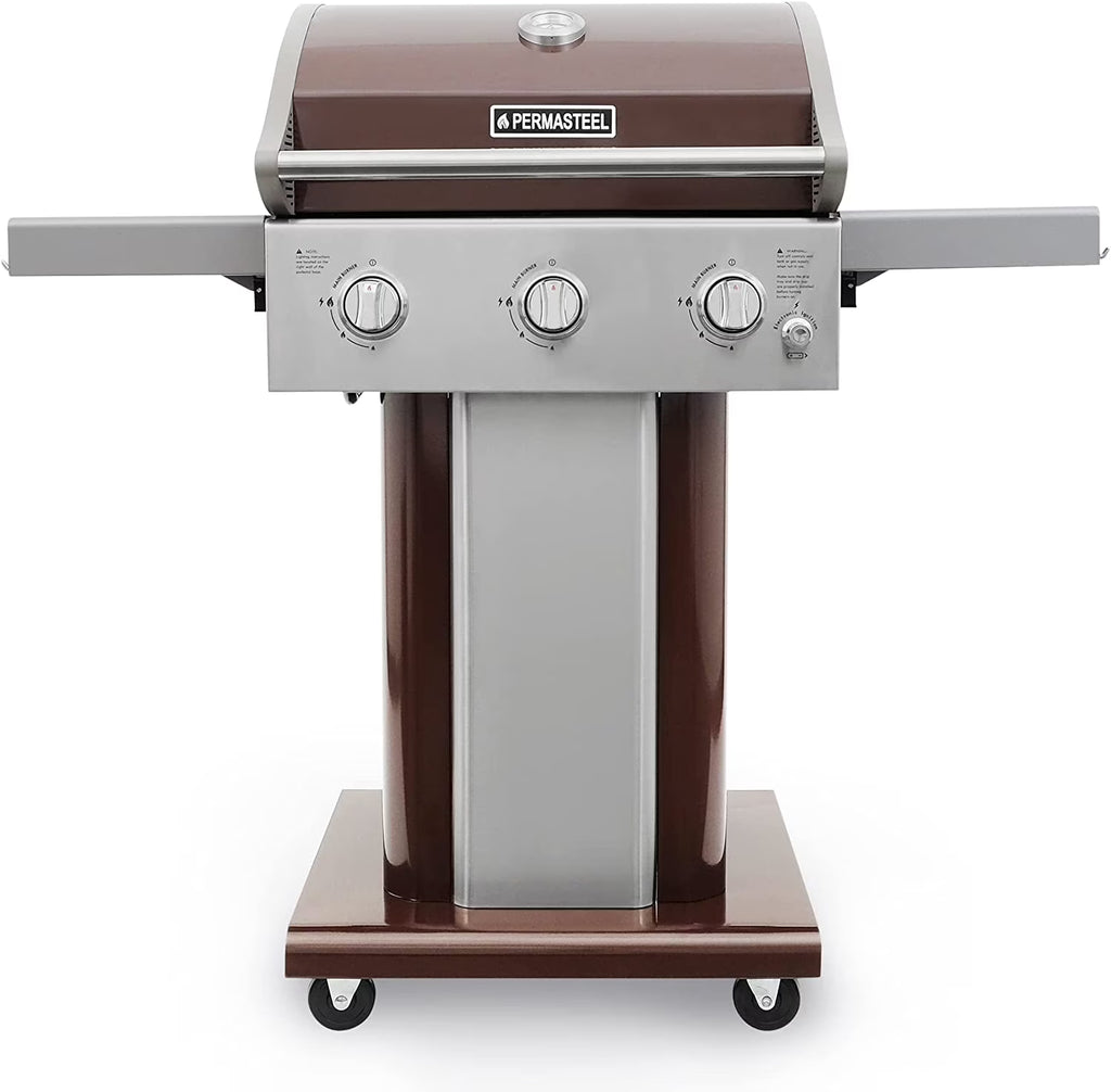 3-Burner Compact Propane Gas Grill with Foldable Side Tables Z3755