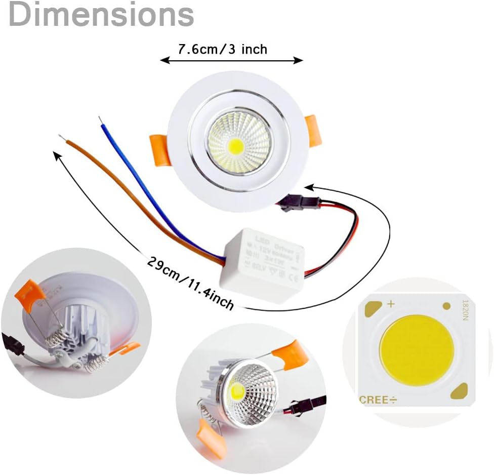 12 Volt Recessed LED Puck Light, 6500K White, 3 inches (12 Pack) E4501