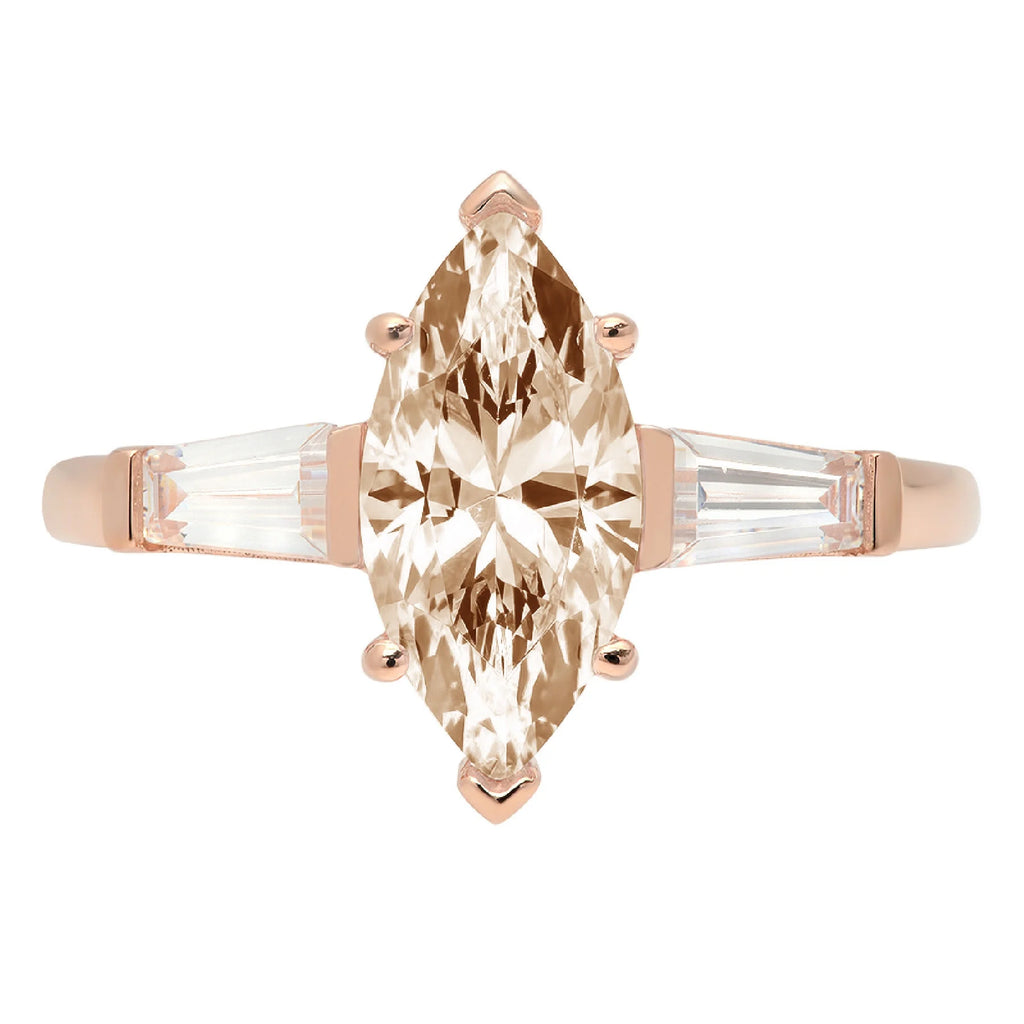 Champagne Simulated Diamond 3 Stone Ring M60854