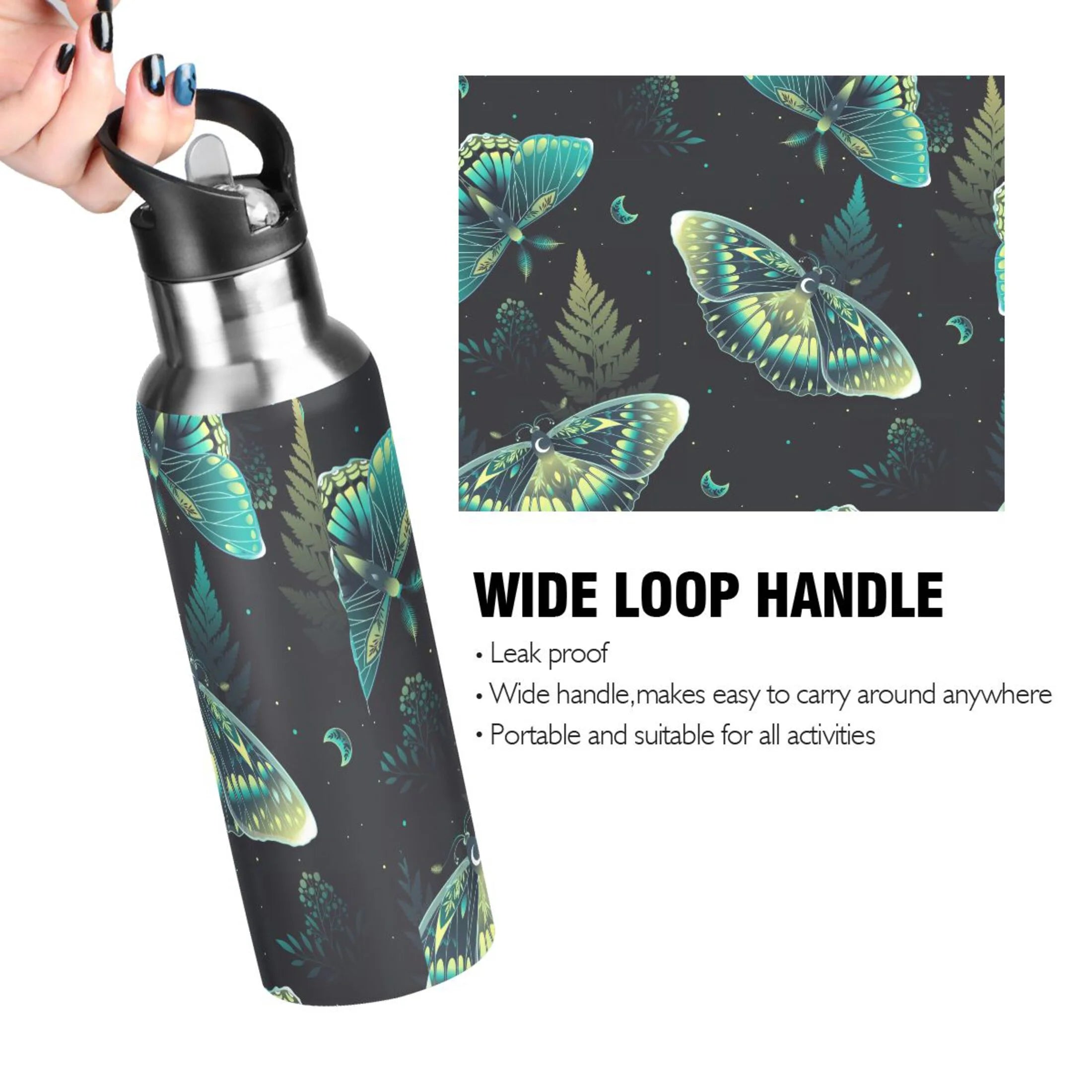 20 OZ Stainless Steel Vacuum Insulated Water Bottle with Straw Lid R1380