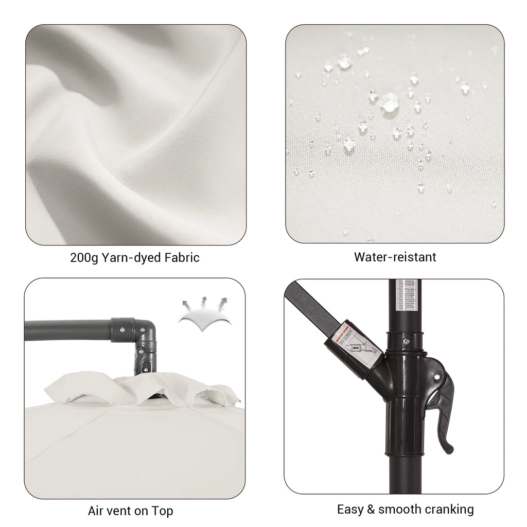 White Round Offset Patio Umbrella H9217