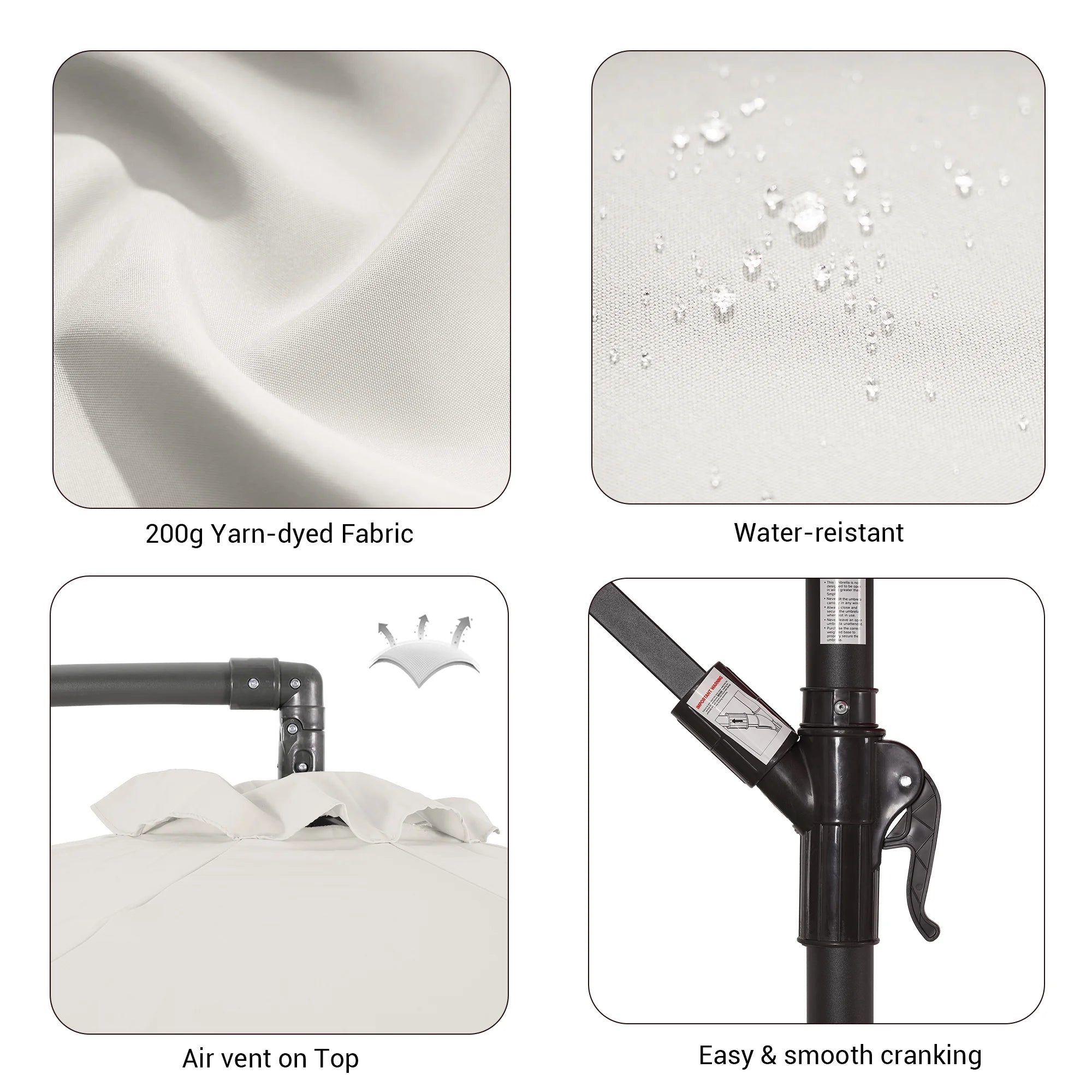 White Round Offset Patio Umbrella H9217