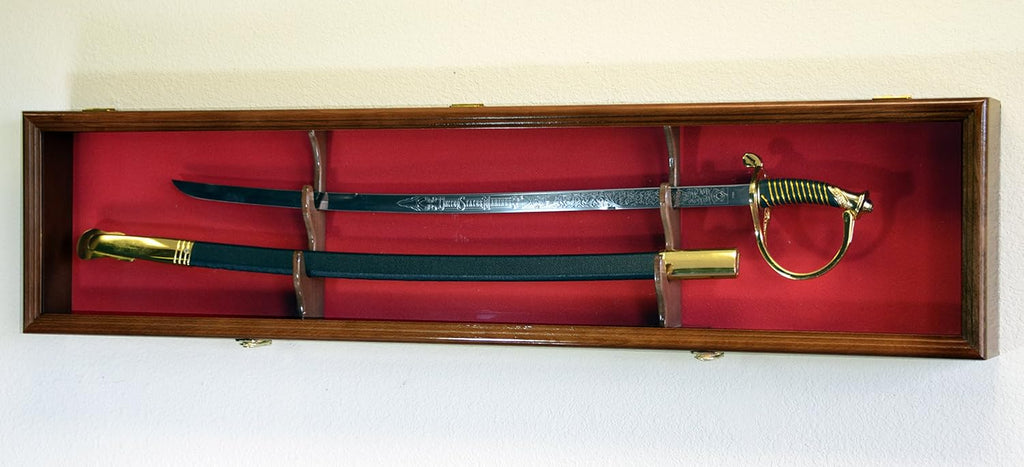 Sword Display Case Cabinet with Lockable Wall Rack Box O657