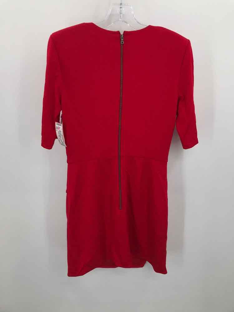 Red Size 8 Knee Length Short Sleeve Dress F584
