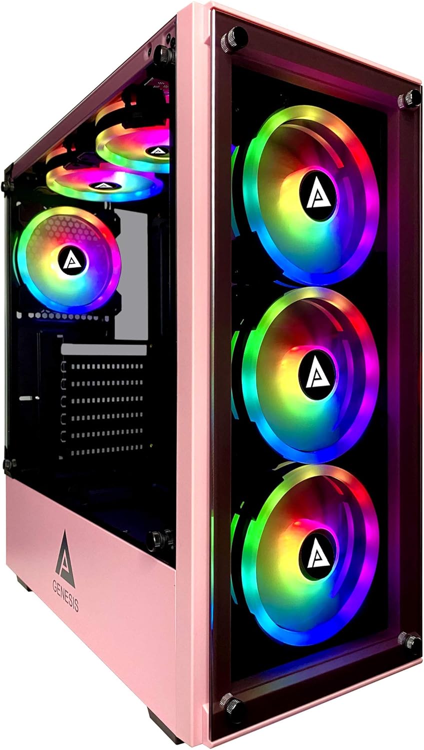 Black Mid Tower Gaming Case with Tempered Glass Panel and RGB Fans Q962226