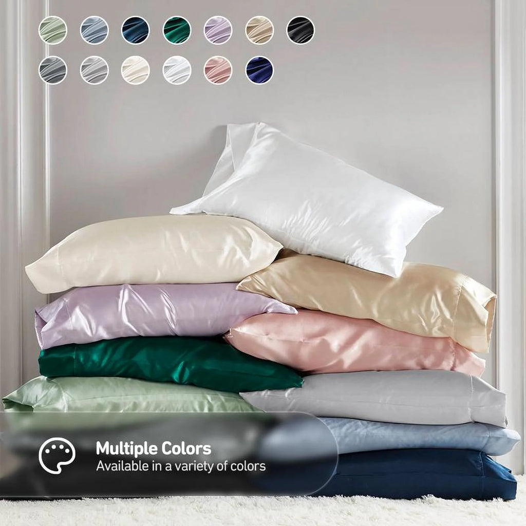 6 Piece Satin Sheet Set with Flat Sheet, Fitted Sheet, 4 Pillowcases D49832