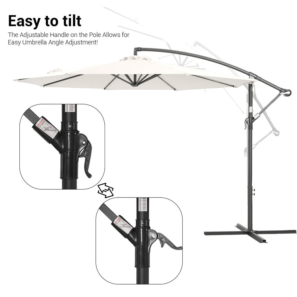 White Round Offset Patio Umbrella H9217
