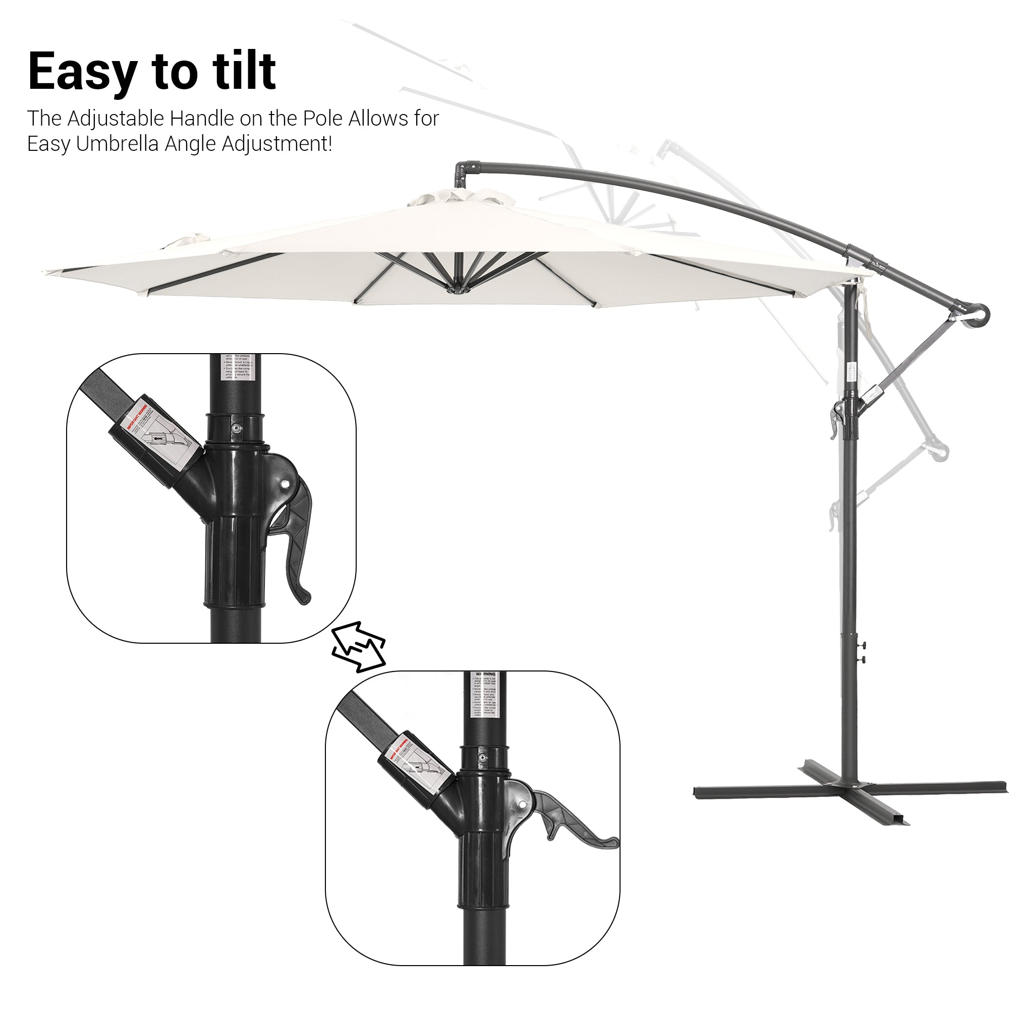 White Round Offset Patio Umbrella H9217