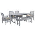 6 Piece Acacia Framed Outdoor Dining Set, Gray F4412