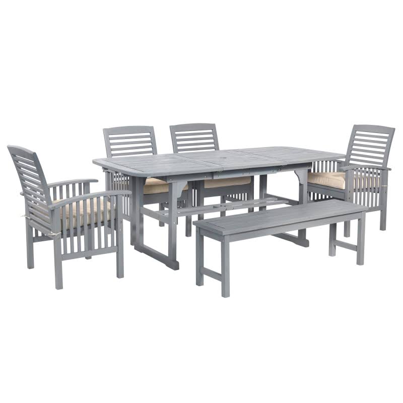 6 Piece Acacia Framed Outdoor Dining Set, Gray F4412