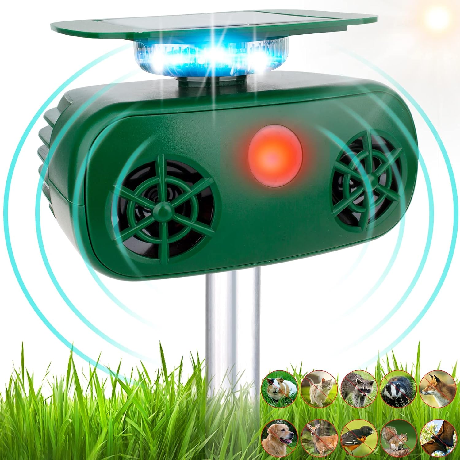 Ultrasonic Solar Powered Animal Repeller Q1826