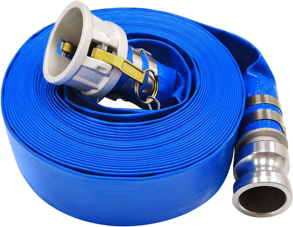 2 x 100' Blue PVC Heavy Duty Discharge Hose with Aluminum Camlock Fittings E438