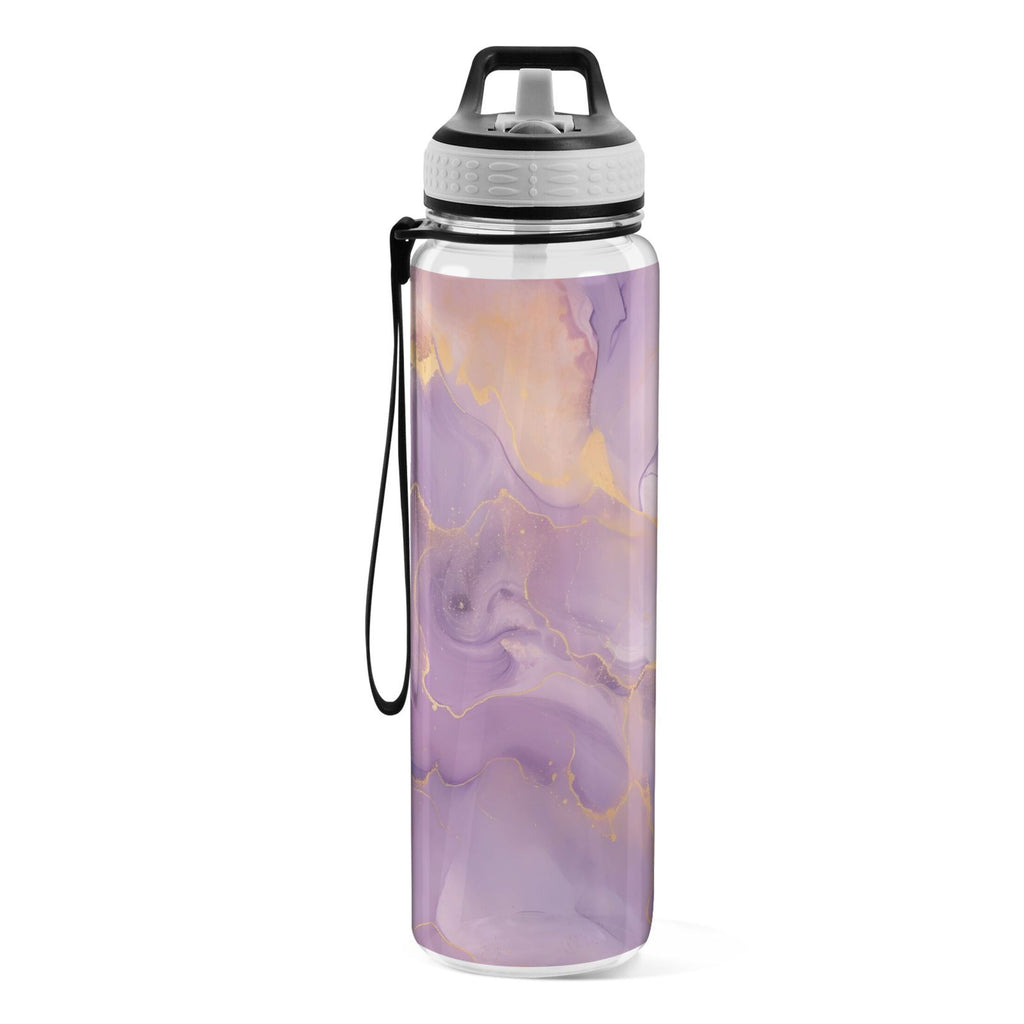 Purple and Gold Marble 32oz Tritan Leakproof Water Bottle with Straw L3750