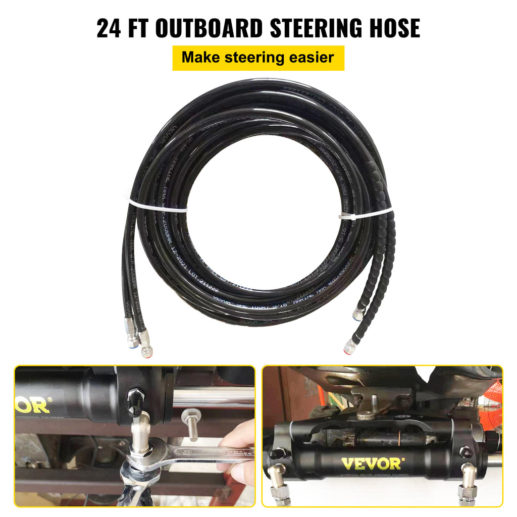 Hydraulic Steering Hose Kit, 2 Pcs 24 ft Boat Hose Kit S1919