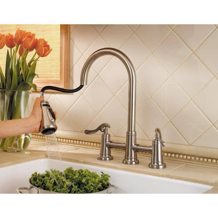 Brushed Nickel 2-Handle Pull-Down Kitchen Faucet H1333