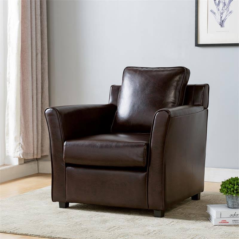 Brown Faux Leather Accent Chair E451