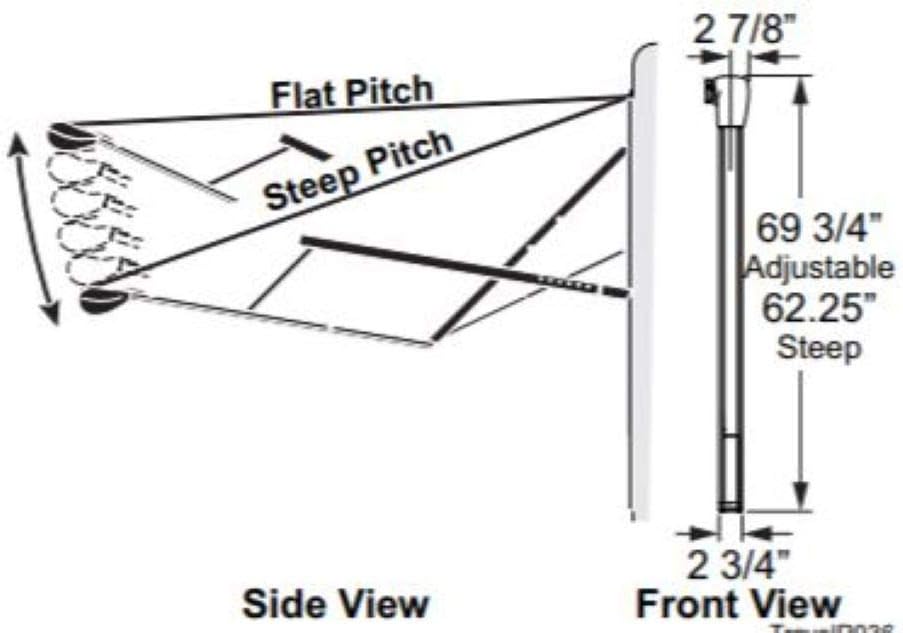 Awning Arm Assembly, 8 feet Length x 8 feet Extension, Black E3176
