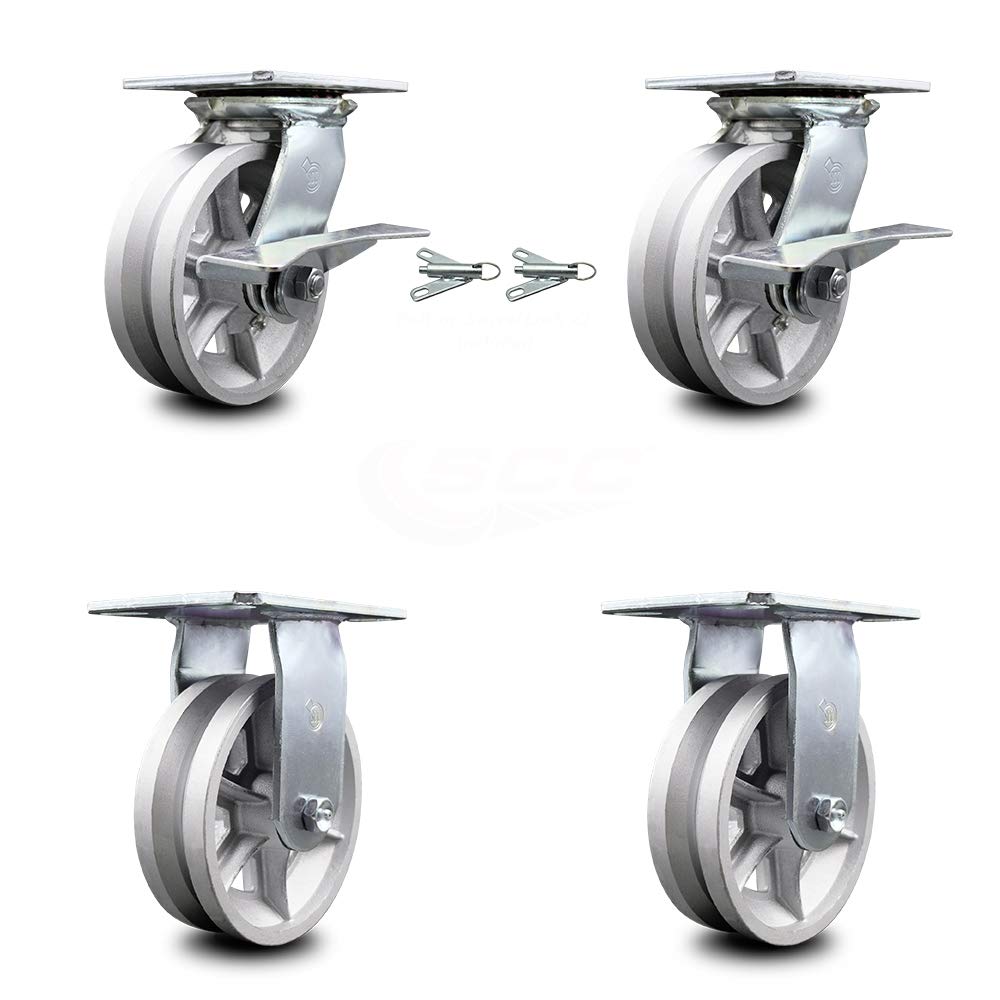 Heavy Duty Swivel Caster with 4 x 2 Silver Wheel, 800 lbs Capacity, Pack of 2 D75132