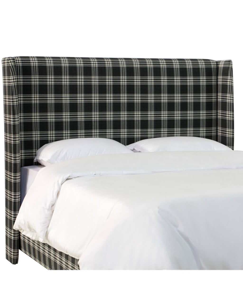 Twin Wingback Headboard Barnegat Plaid Black Sea C16888