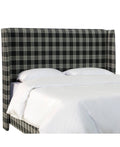 Twin Wingback Headboard Barnegat Plaid Black Sea C16888