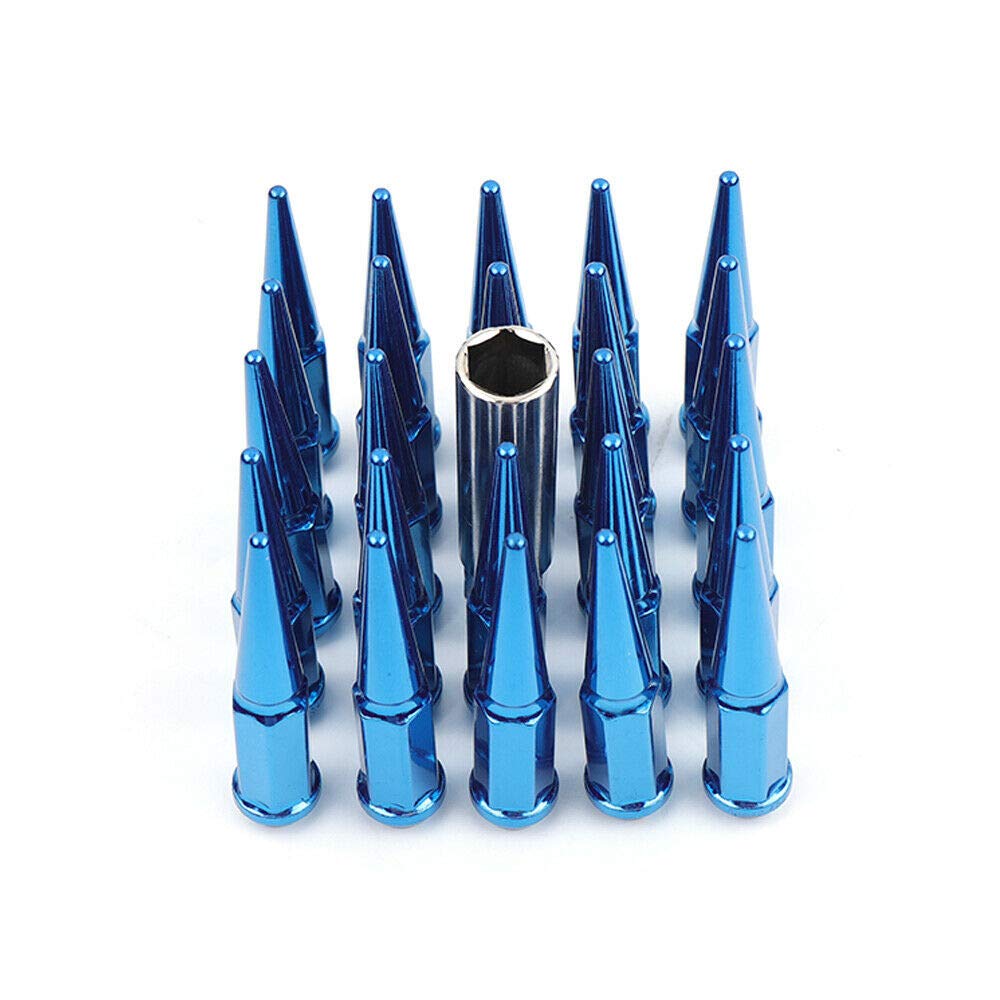 Blue 24Pcs Closed End Wheel Spike Lug Nuts with Key E8547
