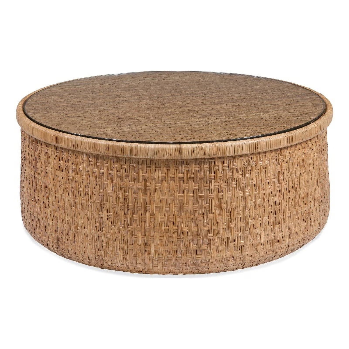 Round Rattan & Glass Cocktail Table T26928
