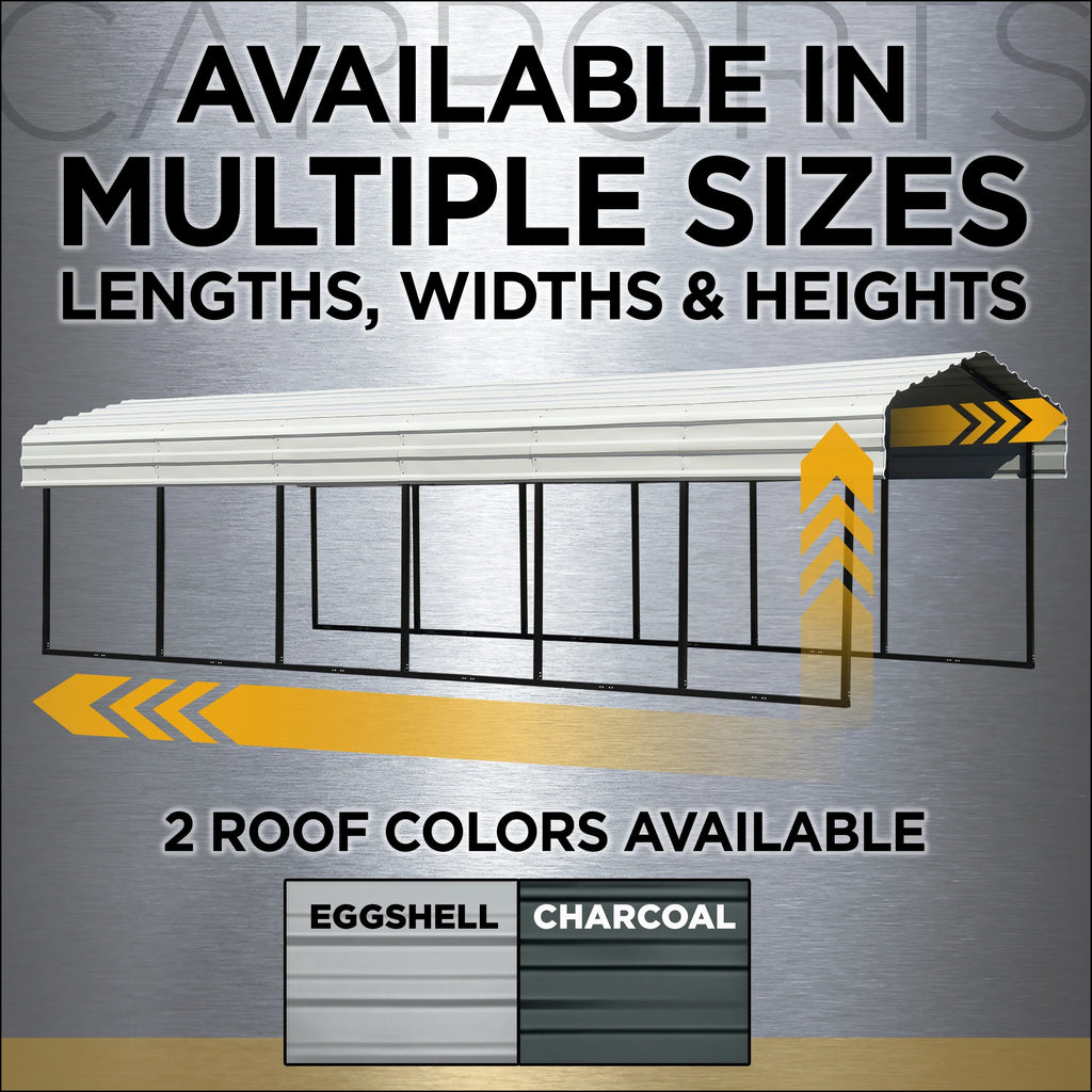 Galvanized Steel Carport Kit, 10' x 29' x 9' A9236