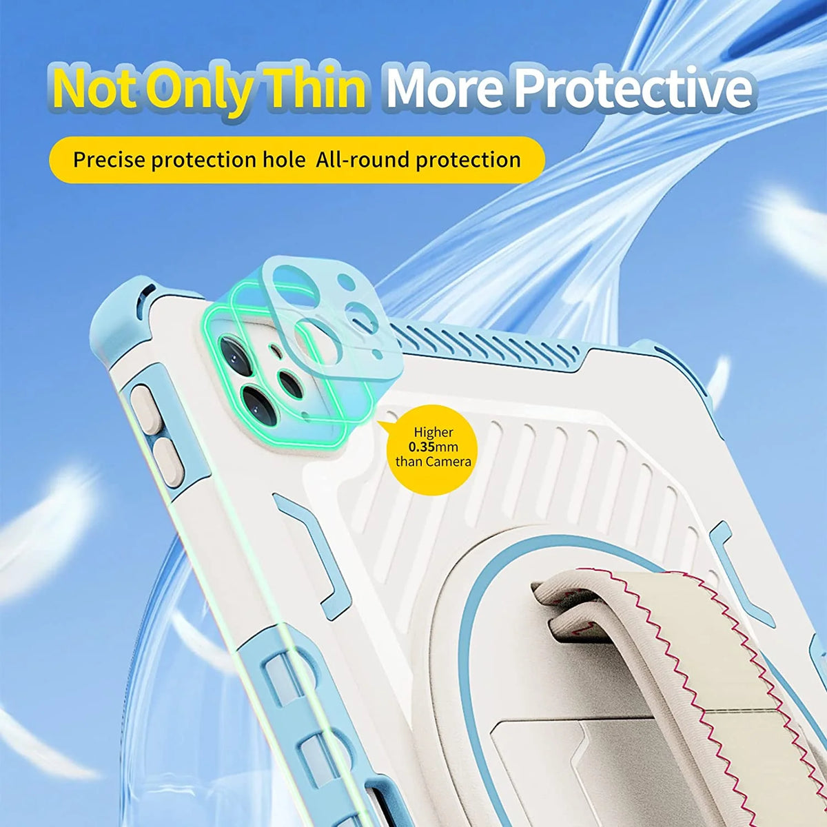 Heavy Duty Protective Case for iPad Air 10.9" and iPad Pro 11 inch with 360° Rotating Hand Strap & Stand B8744