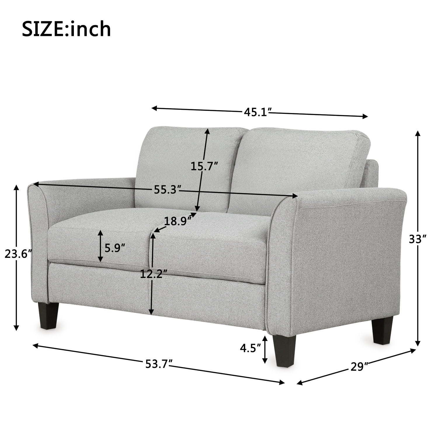 Light Gray Loveseat Sofa X652082