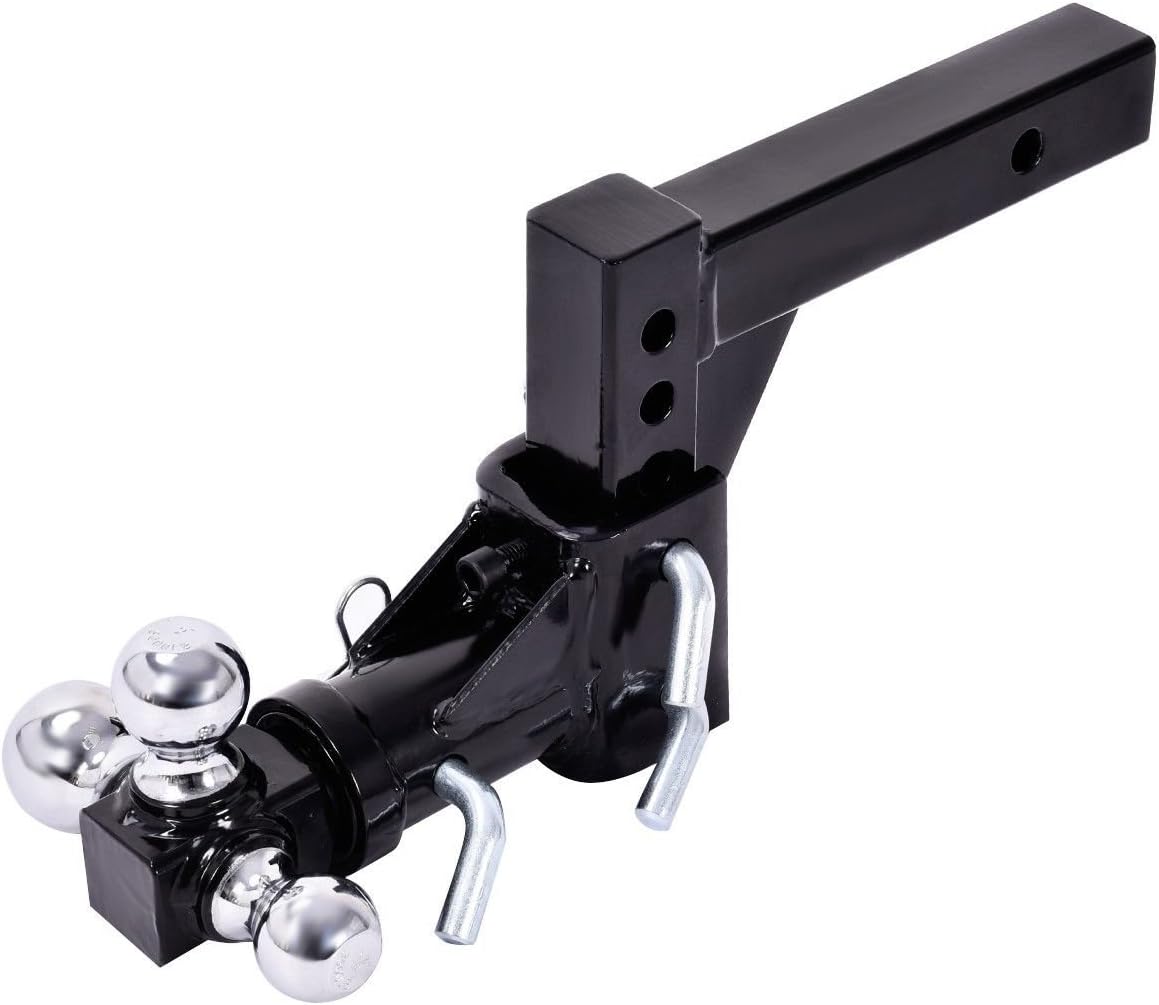 Triple Ball Swivel Adjustable Drop Turn Trailer Tow Hitch Mount for 2" Receiver A157134