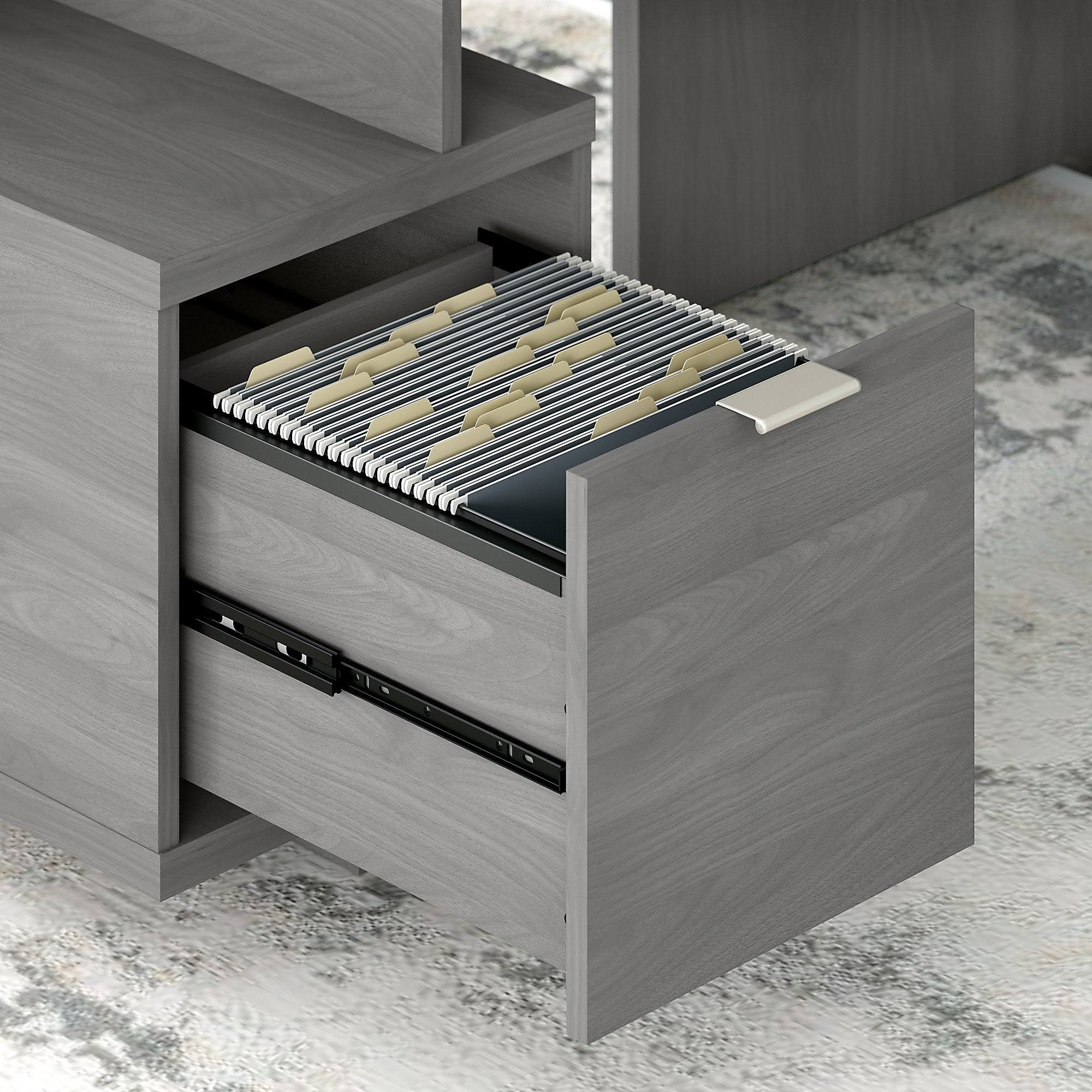 Modern Gray L-Shaped Desk with Hutch M46199