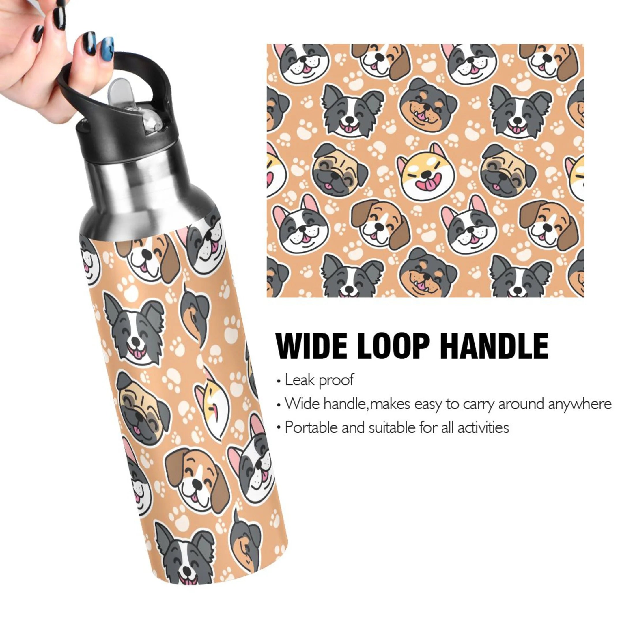 Kids Stainless Steel Insulated Water Bottle with Straw Lid 20 oz I277
