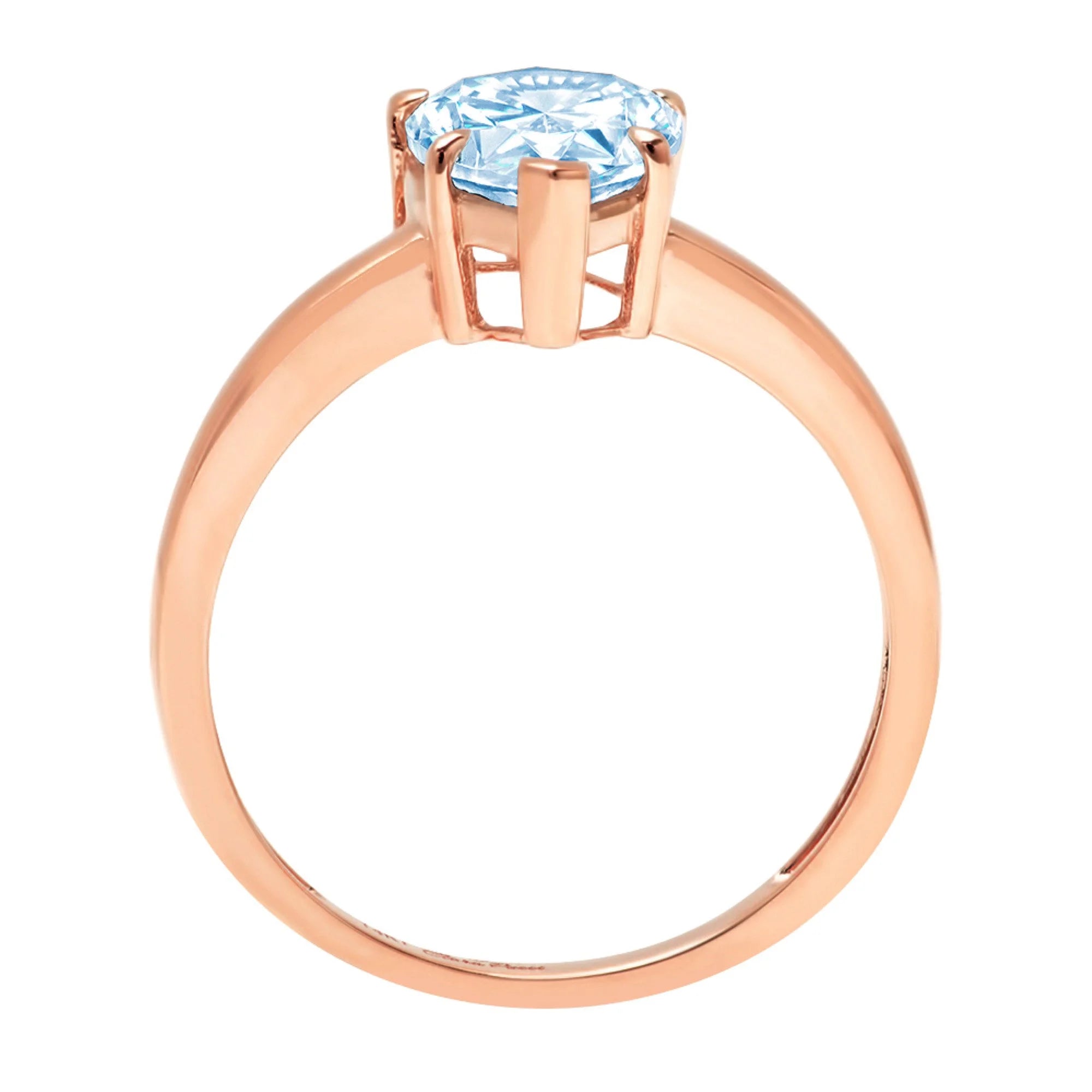 Pear Cut Blue Simulated Diamond 18k Rose Gold Ring Size 10.5 W133