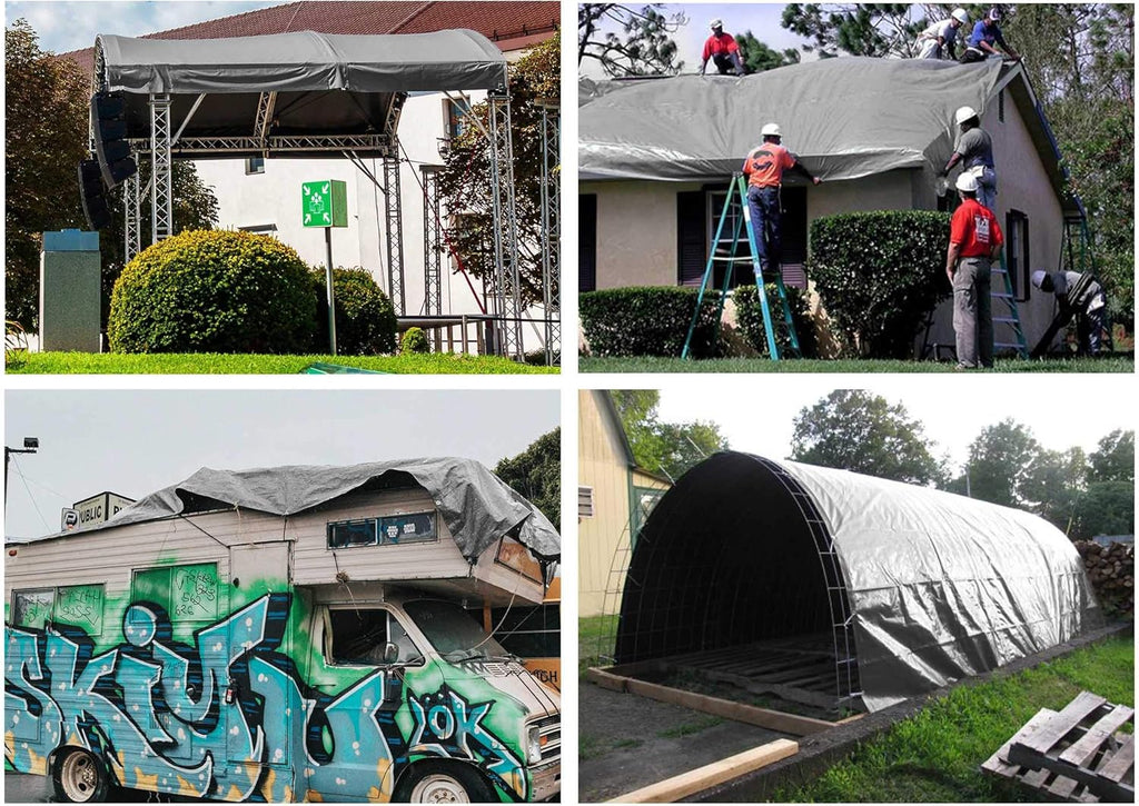 10x12ft Heavy Duty Reinforced Poly Tarp Waterproof Tarpaulin Ground Sheet with Eyelets Pack of 2 V7962