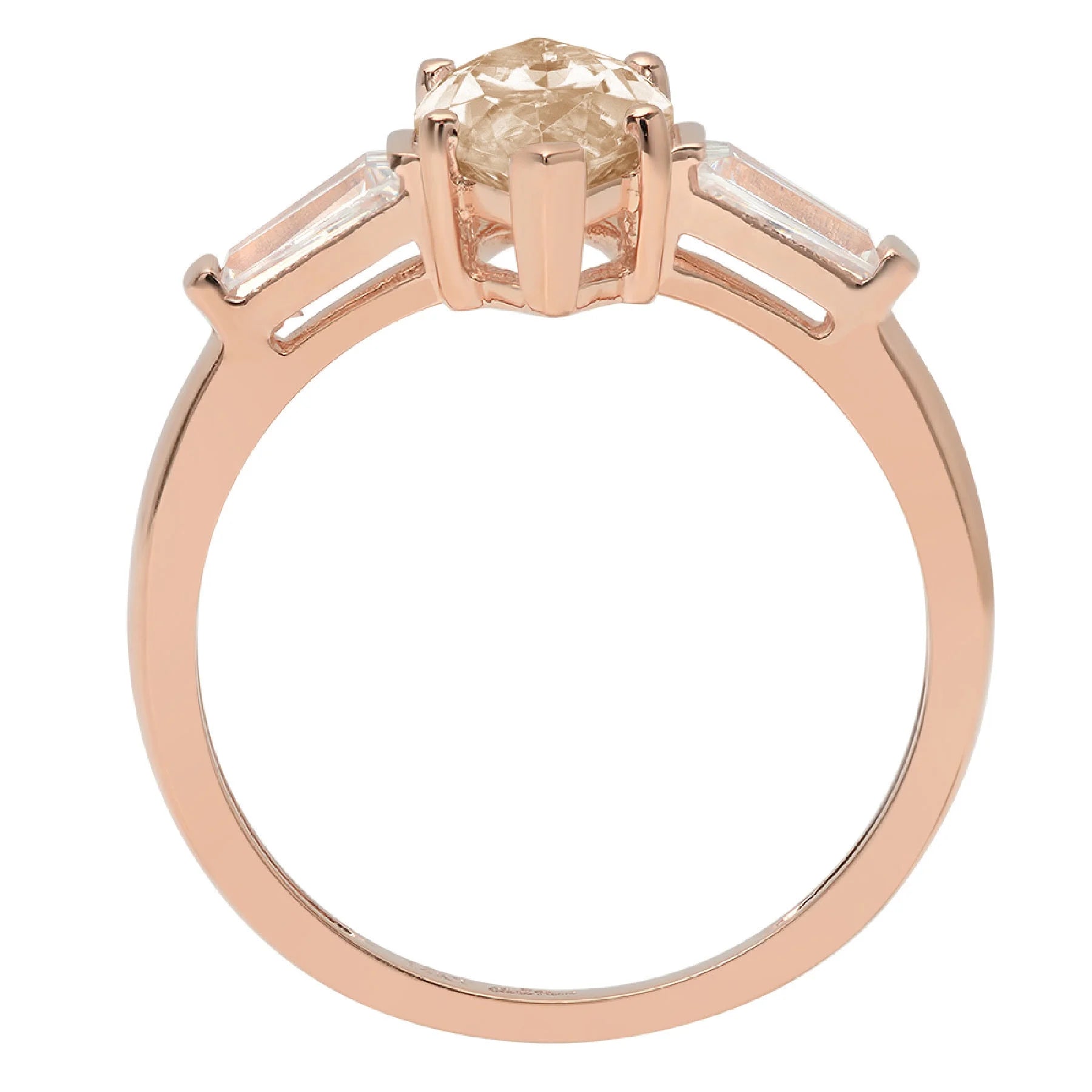 Champagne Simulated Diamond 3 Stone Ring M60854