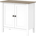 Pure White and Shiplap Gray Accent Storage Cabinet with Doors V16189