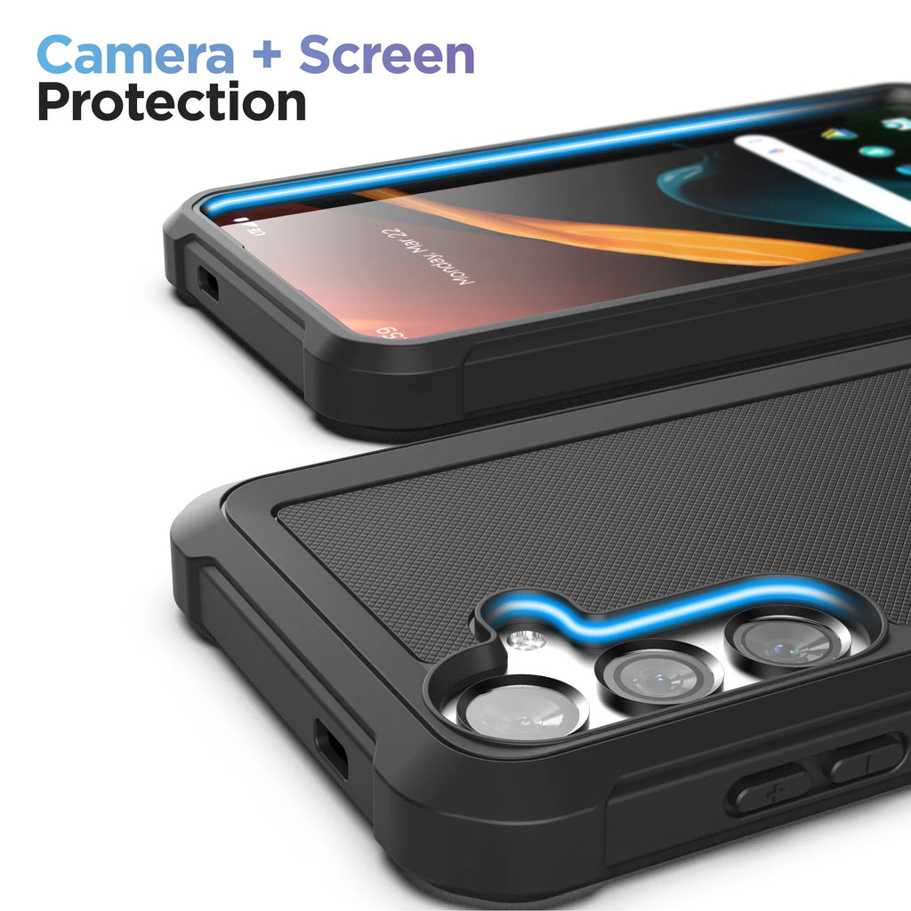 Falcon Belt Case with Holster Clip and Tempered Glass Screen Protector (Black) E16822