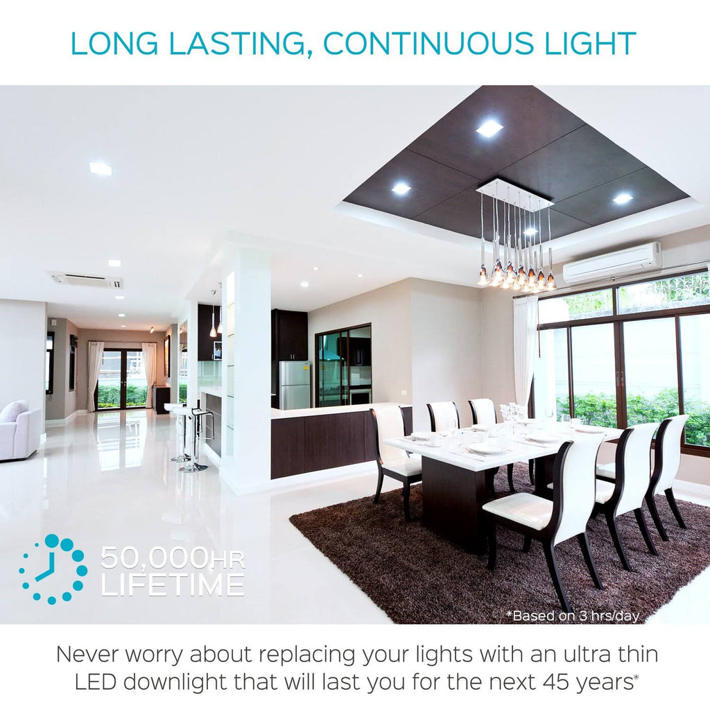 4 inch Square Ultra Thin LED Recessed Light with Junction Box, 10W, 5000K Dimmable, 650 Lumens M5874