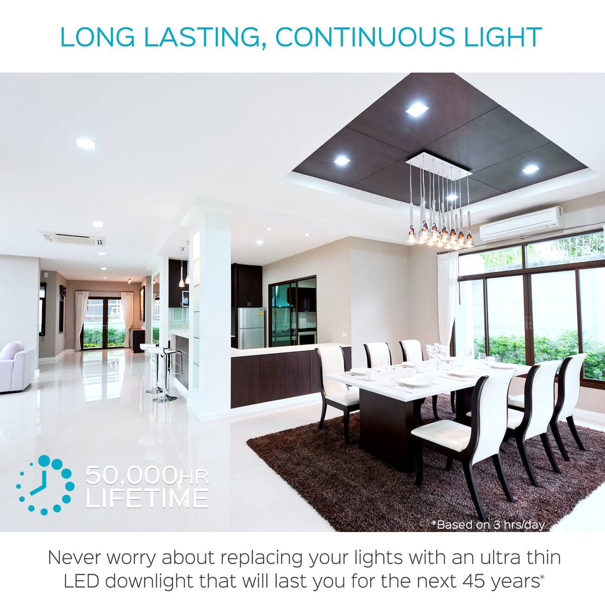 4 inch Square Ultra Thin LED Recessed Light with Junction Box, 10W, 5000K Dimmable, 650 Lumens M5874
