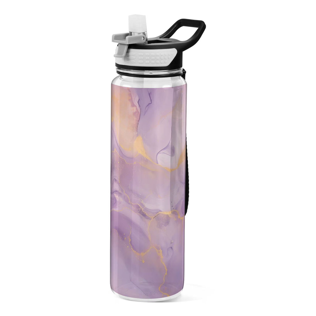 Purple and Gold Marble 32oz Tritan Leakproof Water Bottle with Straw L3750