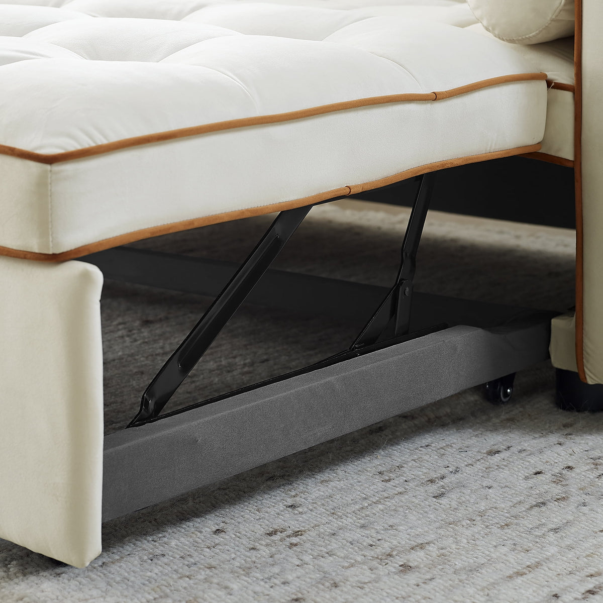 Beige 2 Seater Pull Out Sleep Sofa Bed with Side Pockets I37491