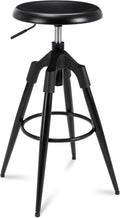 Industrial Bar Stool, Swivel Adjustable Counter Height Backless Four Legged Heavy Duty Bar Chair (Wooden top, Bronze) M62255