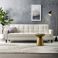 Beige Linen Convertible Sofa Bed with Storage Z6959
