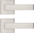 2 Pack Square Door Lever Passage Lockset in Satin Nickel A76476