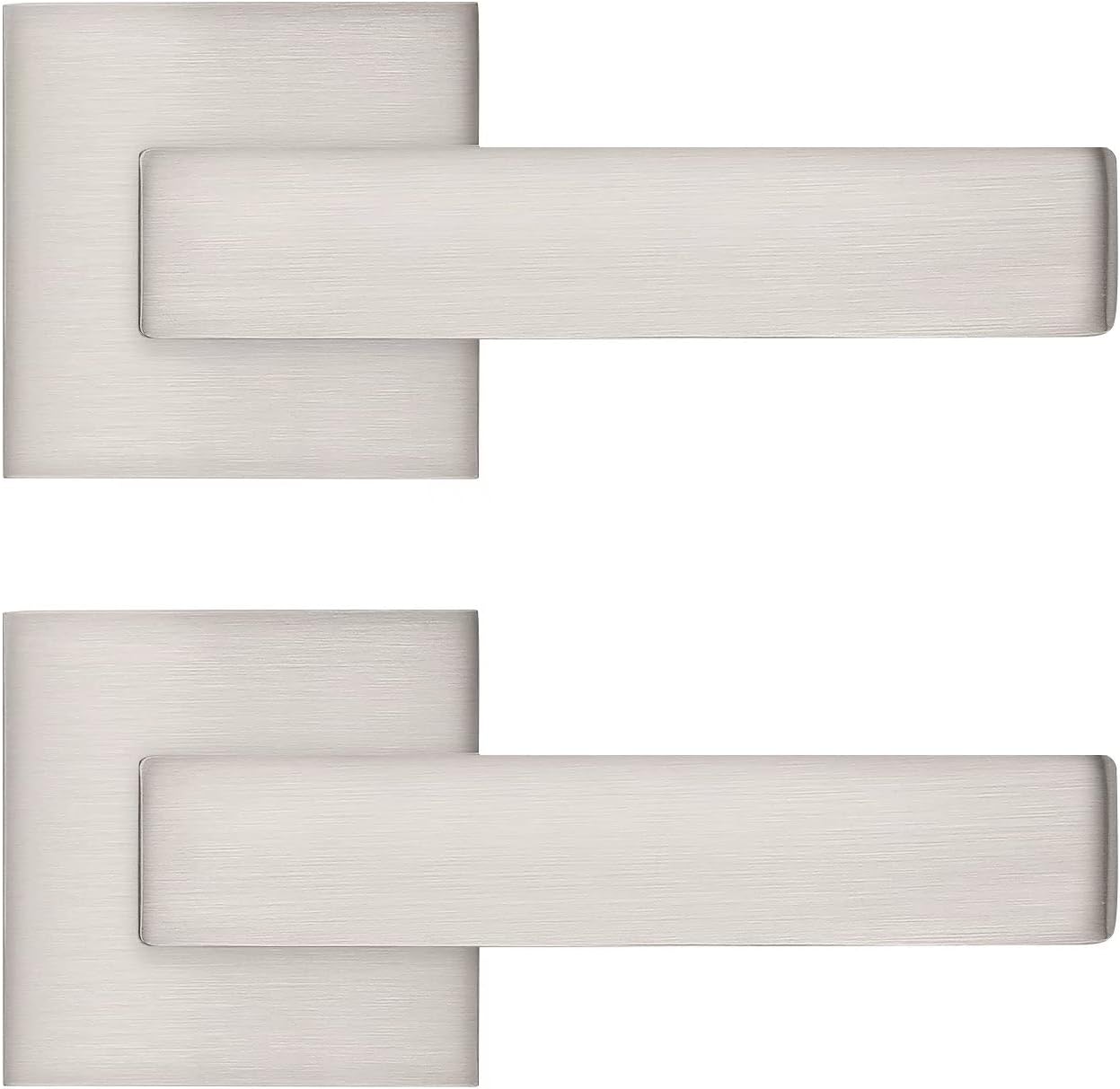 2 Pack Square Door Lever Passage Lockset in Satin Nickel A76476