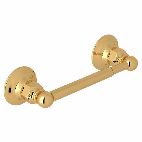 Country Bath Wall Mounted Single Spring Loaded Toilet Paper Holder Unlacquered Brass C4966