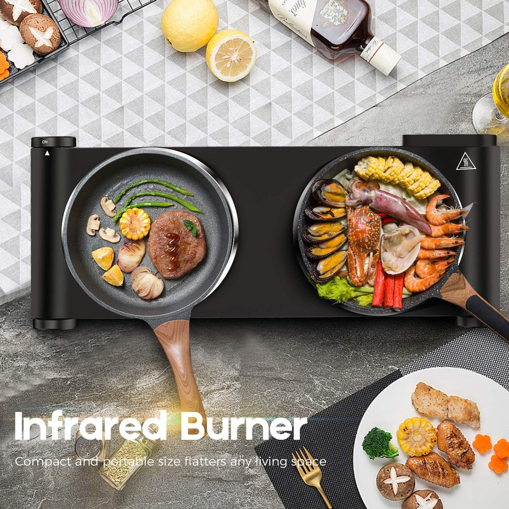 1800W Infrared Double Burner Electric Cooktop G9096