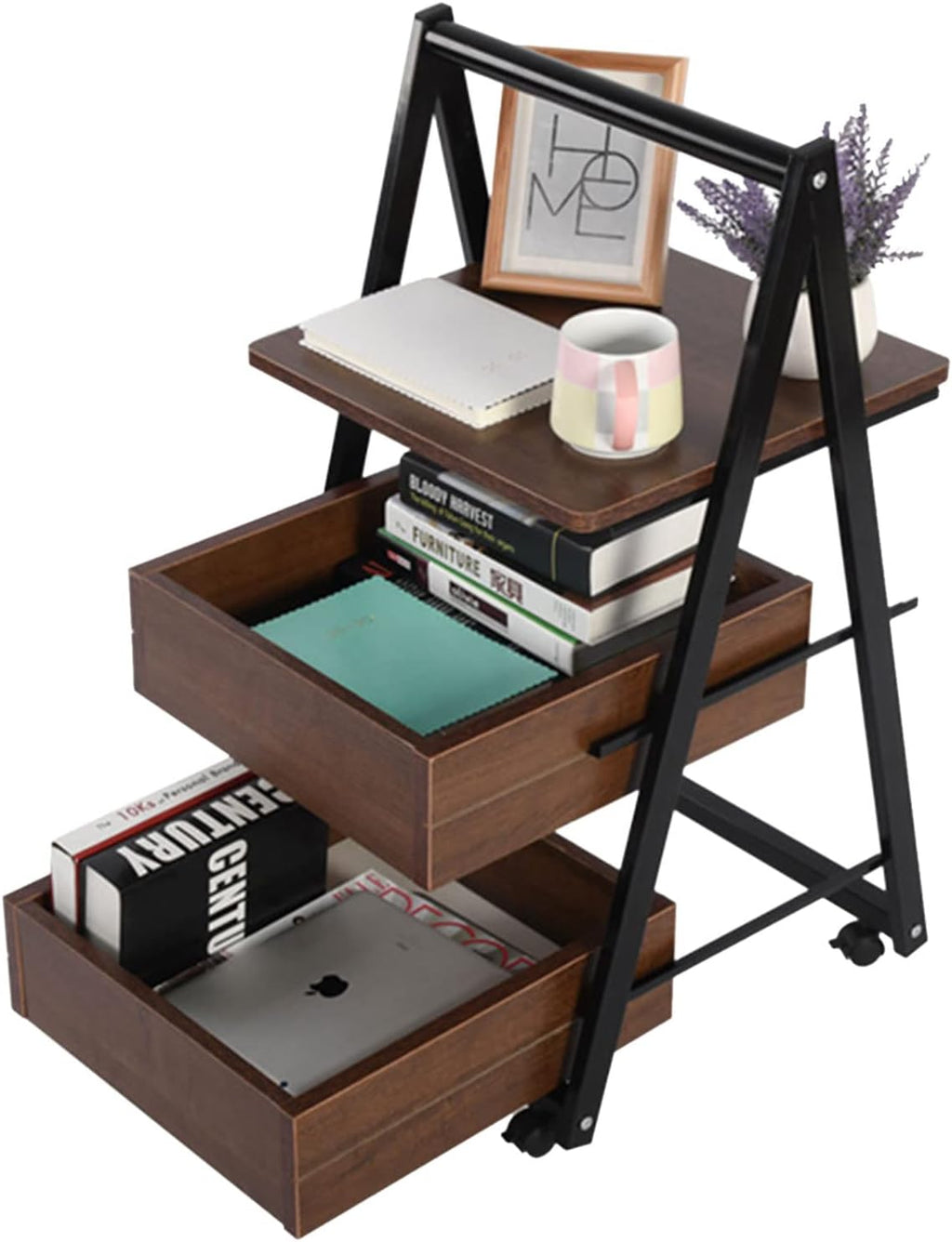 White 2 Drawer LED Nightstand R5737